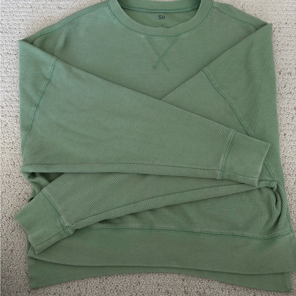 SO Green waffle sweater
